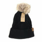 CC Adult Solid Honey Comb Fur Pom Beanie *Multiple Colors*