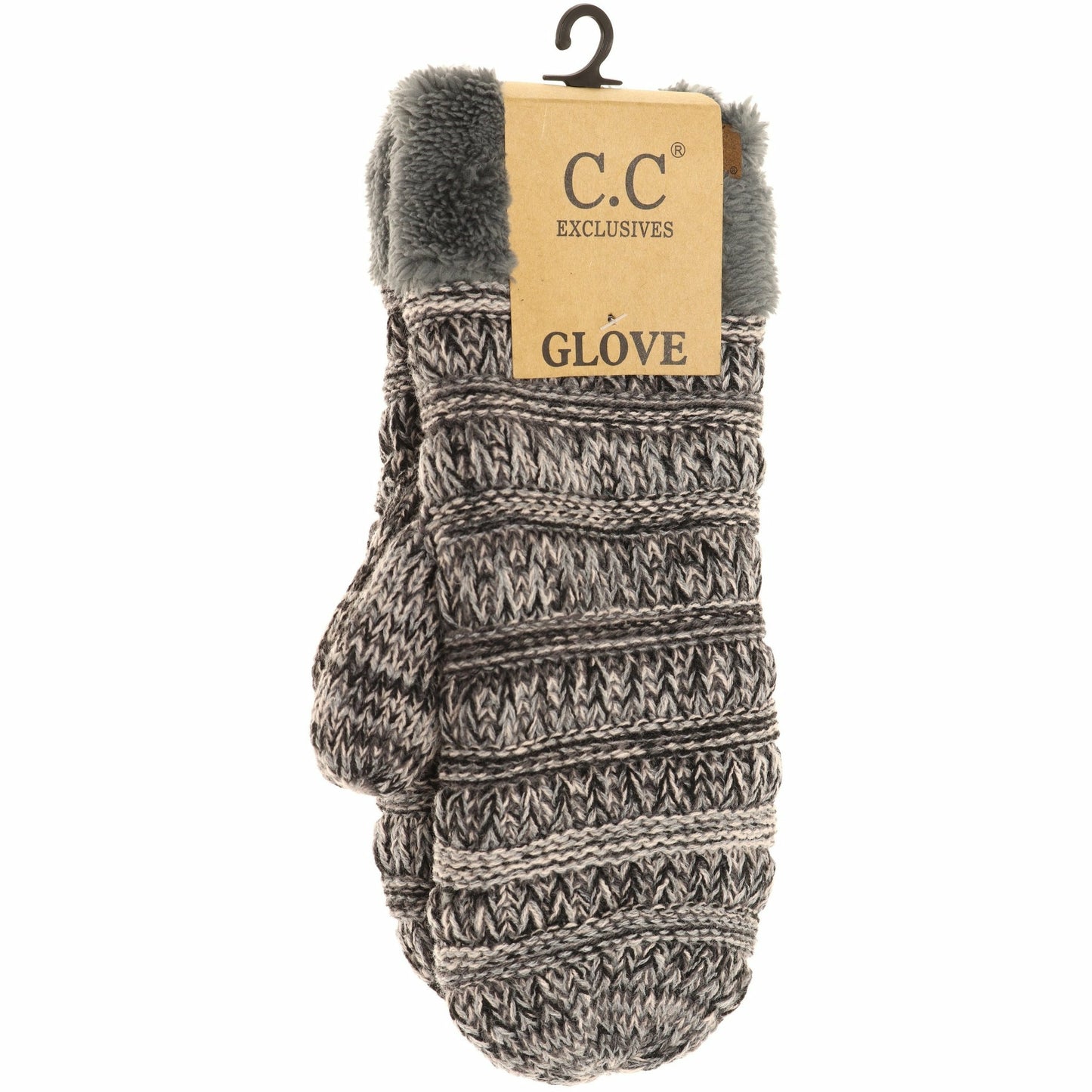 Grey Adult CC Fuzzy Lined Multi-color Mittens