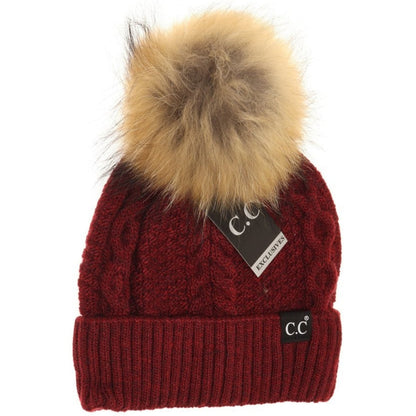 CC Exclusive - Black Label Special Edition Ribbed Cuff Faux Fur Pom Adult Beanie *Multiple Colors*