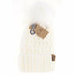 CC Adult Solid Lattice Stitch Fur Pom Beanie *Multiple Colors*