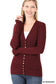 Snap Front Cardigan- Dark Burgundy